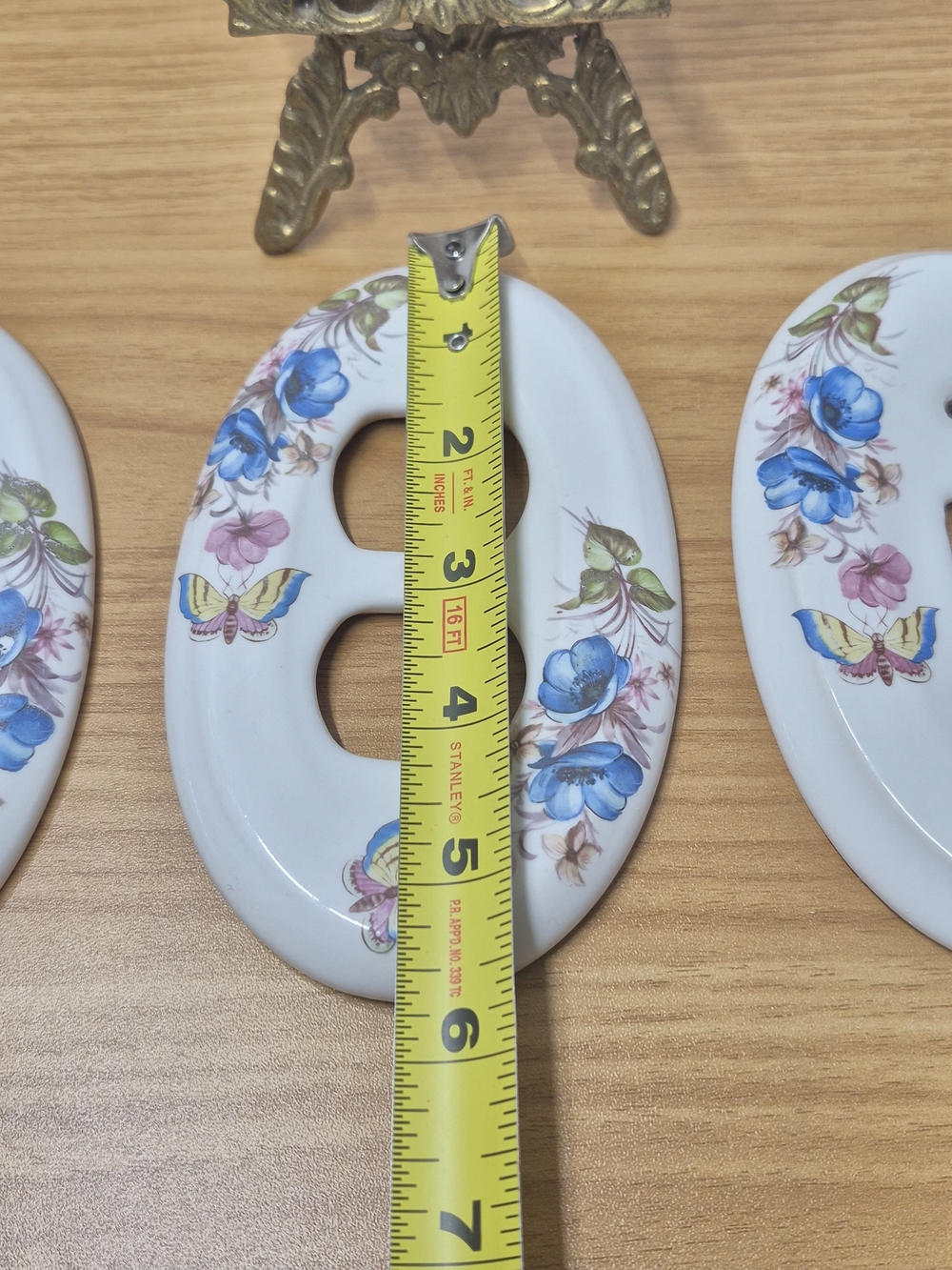 Vintage Oval Porcelain Light Switch & Outlet Covers 6Pc Set Floral Butterfly - Picture 11 of 16
